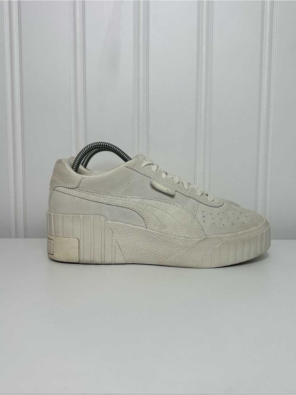Puma Cali wedge tonal Suede Platform low lace Sneaker Cream/Off-White women’s 9
